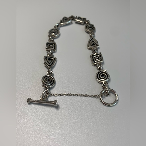 Silpada Vintage Very Rare Sterling Silver Geometric Shapes Toggle Clasp Bracelet - Picture 8 of 14